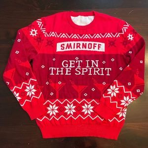 Men’s Ugly Sweater Smirnoff Vodka Get In The Spirit Holiday Knit Christmas